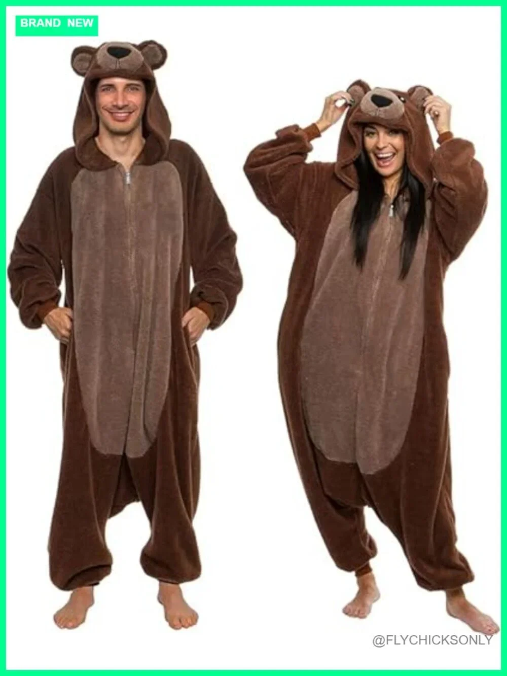 Sherpa Bear Onesie Adult Animal Costume Plush One Piece Cosplay Pajama